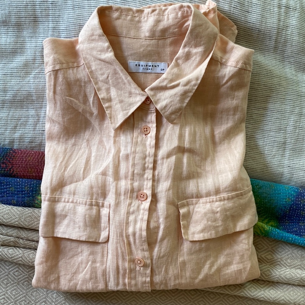 Equipment Linen Shirt - Apricot / size small
